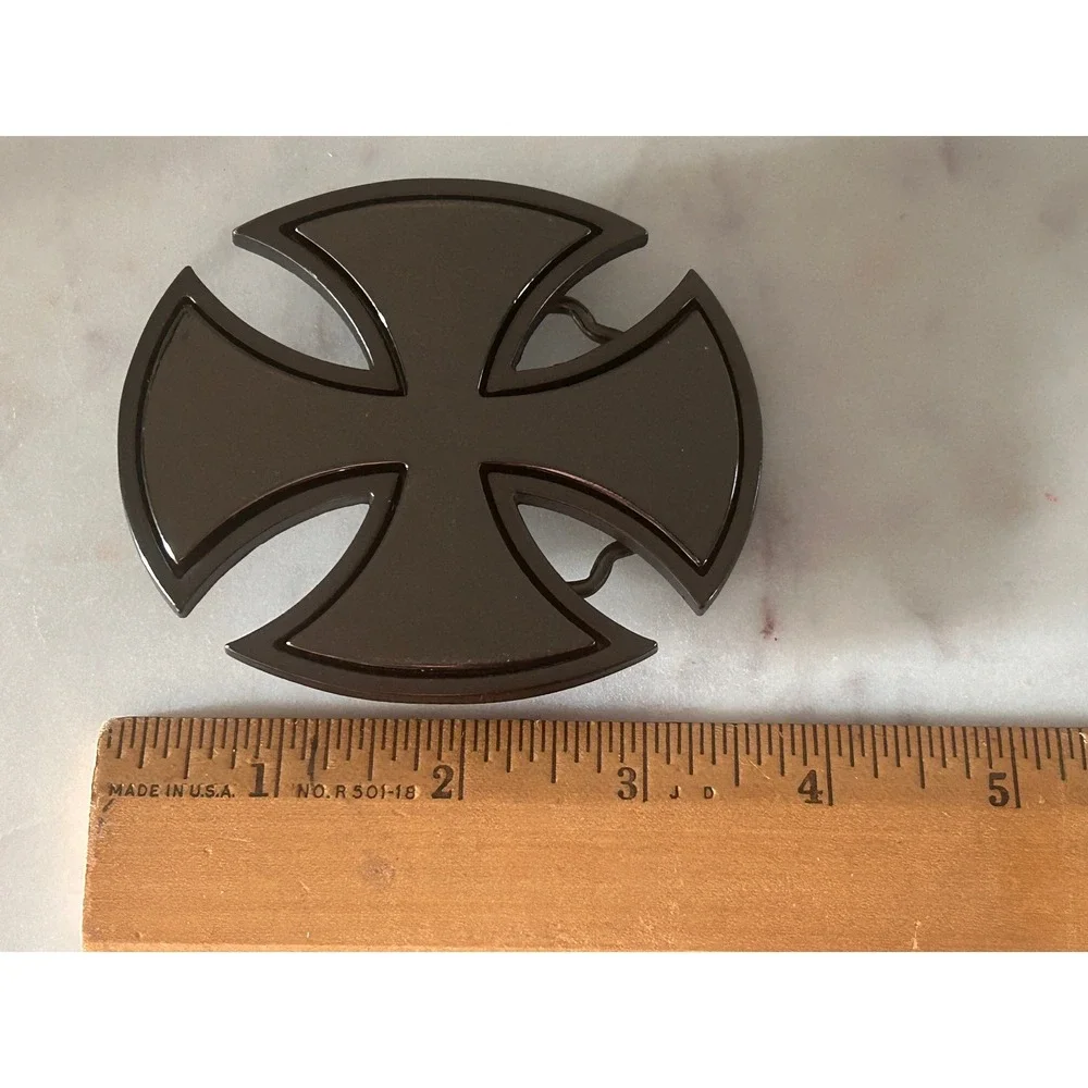 Gunmetal Grey Iron Cross Belt Buckle Biker Gothic Metal Accessory